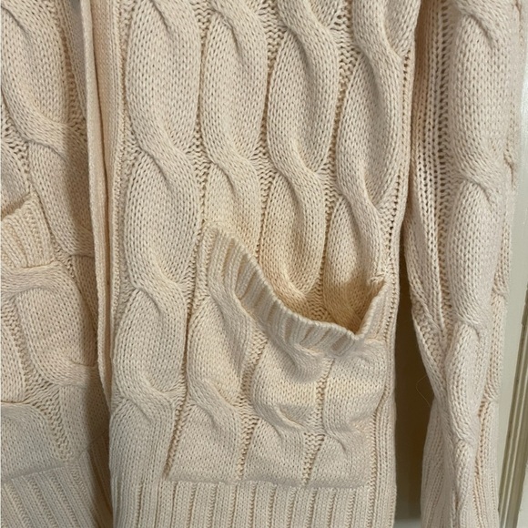 PrettyGarden Cable Knit Button Down Chunky Cardigan Sweater Small White Long - Picture 8 of 12